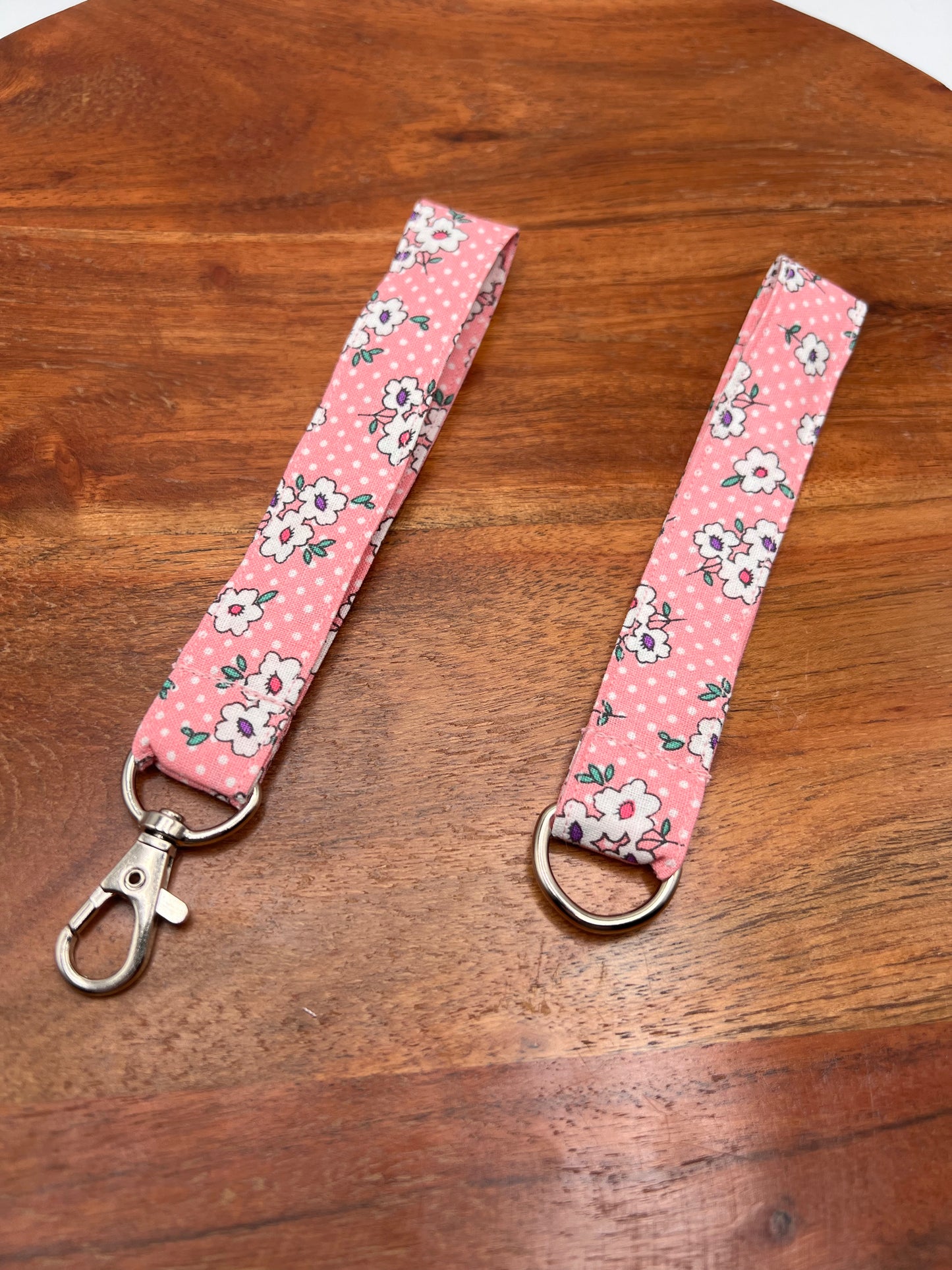 Pink Vintage Floral Dot Lanyards