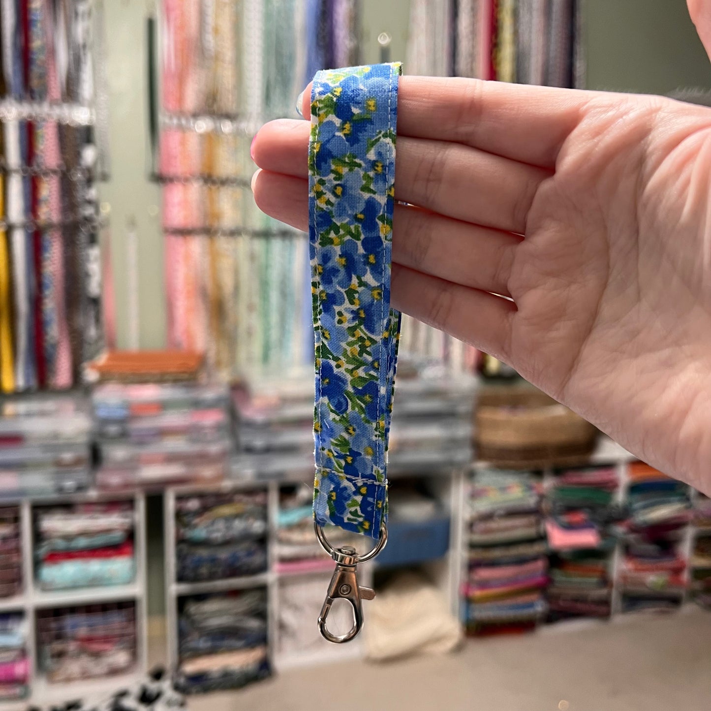 Blue and Yellow Floral Wristlet