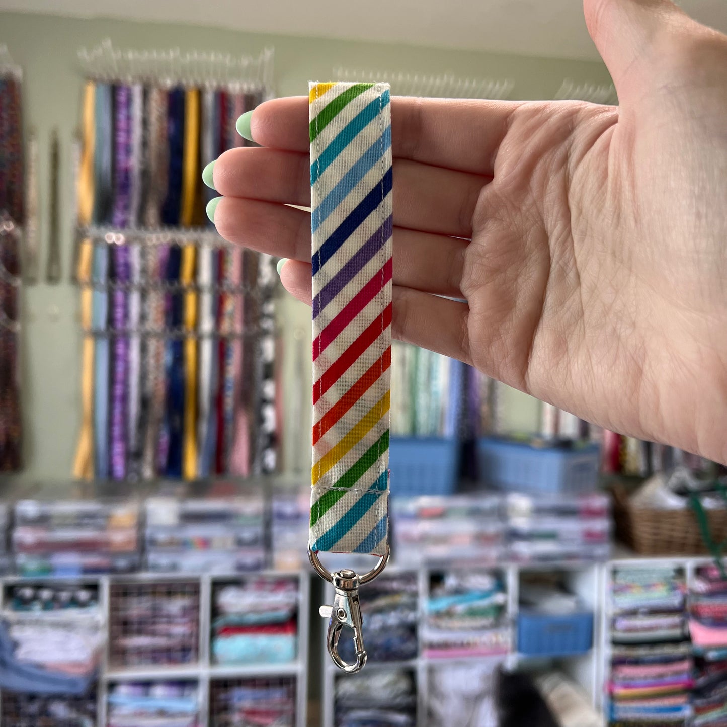 Rainbow Diagonal Stripe Wristlet