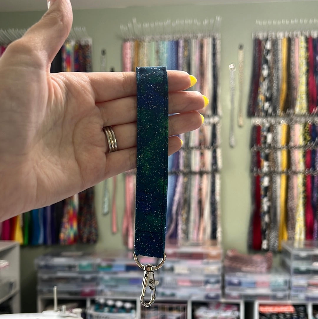 Blue and Green Glitter Wristlet