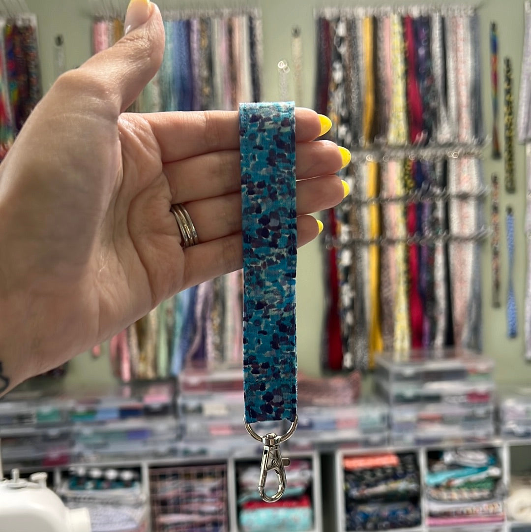 Blue and Purple Dot Wristlet