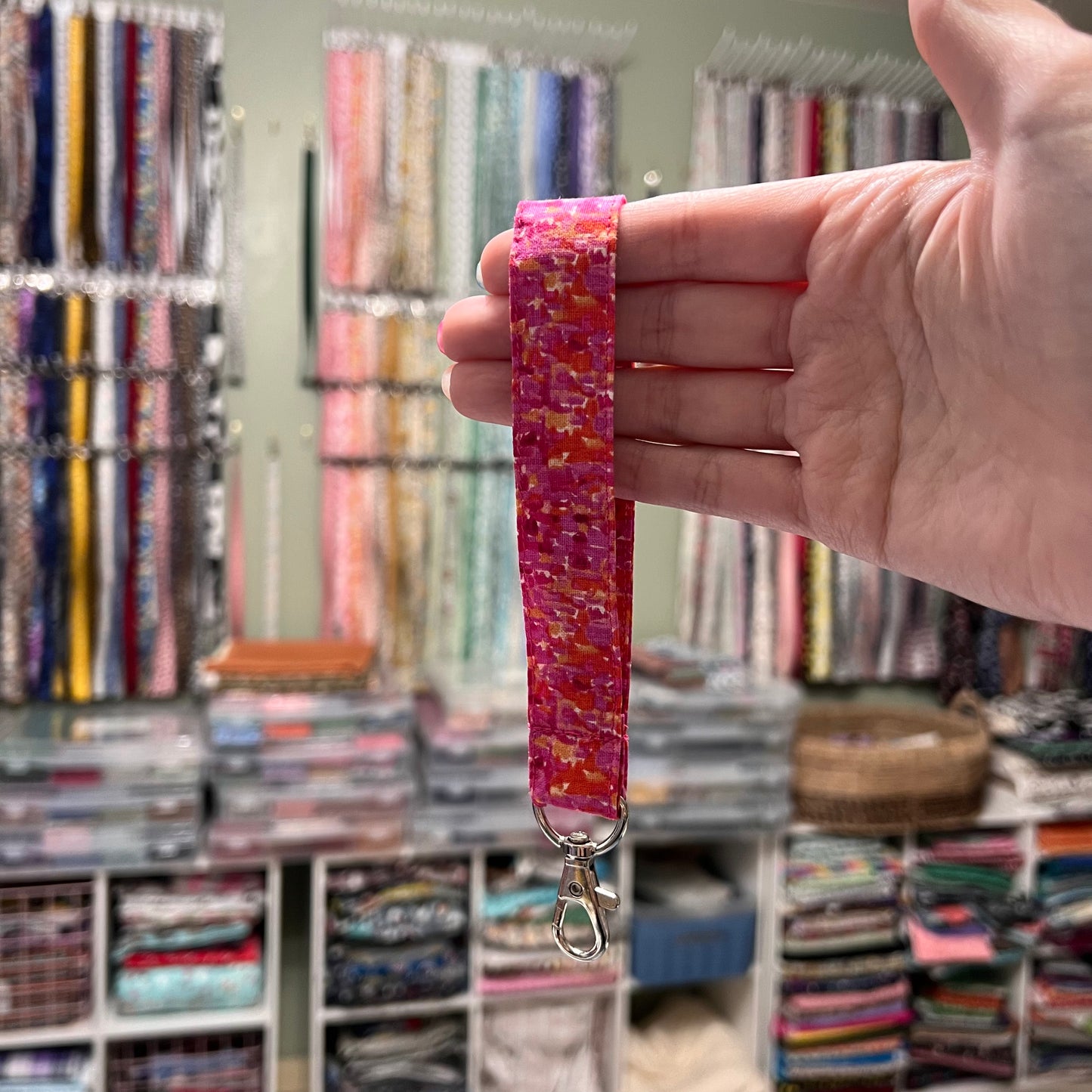 Pink and Orange Dot Wristlet