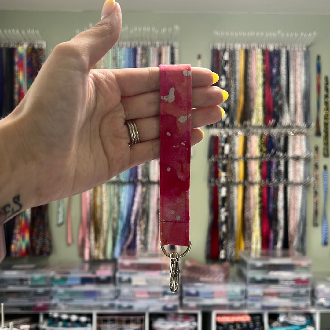 Pink and Silver Watercolor Wristlet