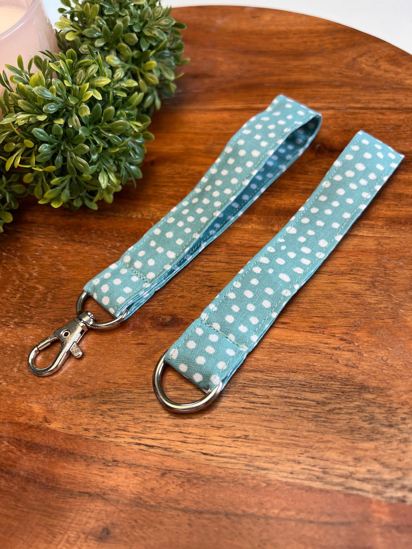 Teal Polka Dot Lanyards