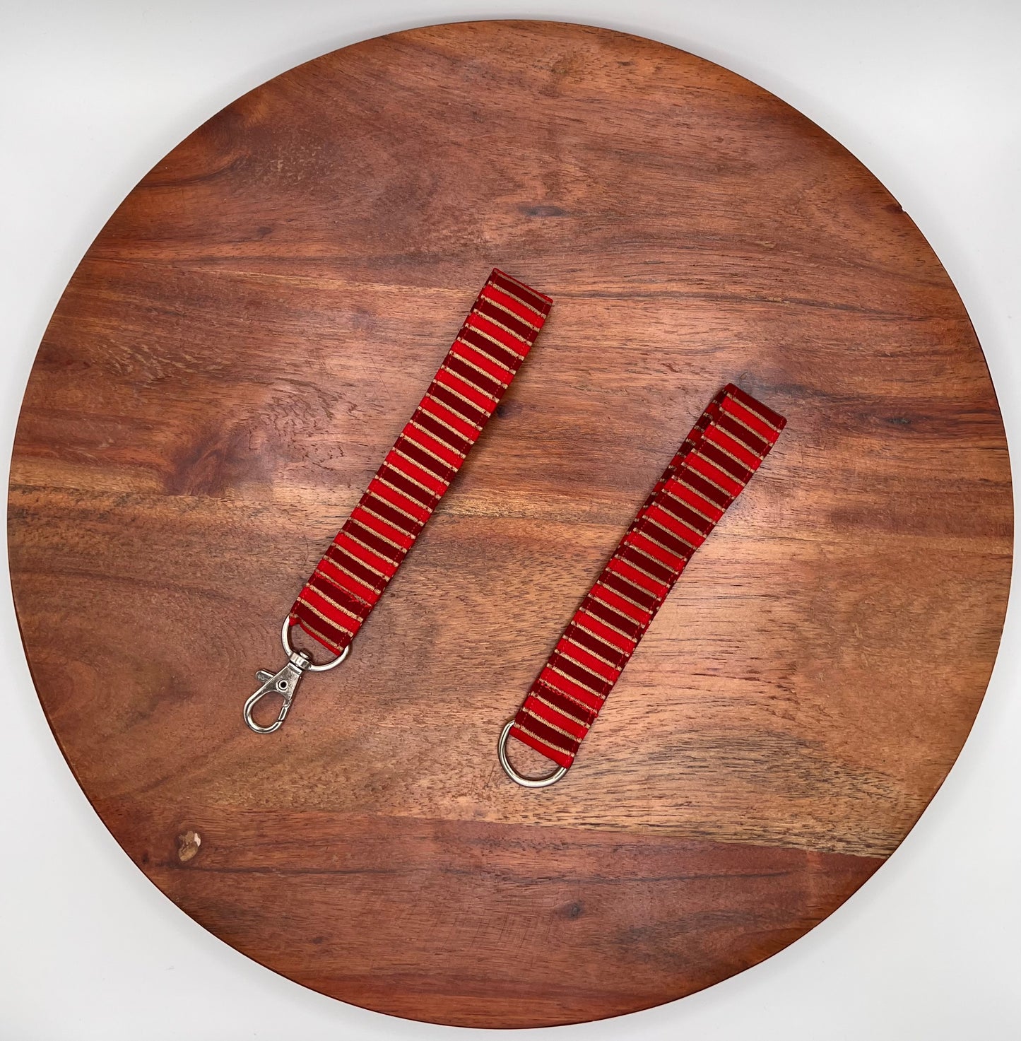 Red and Gold Christmas Stripe Lanyard