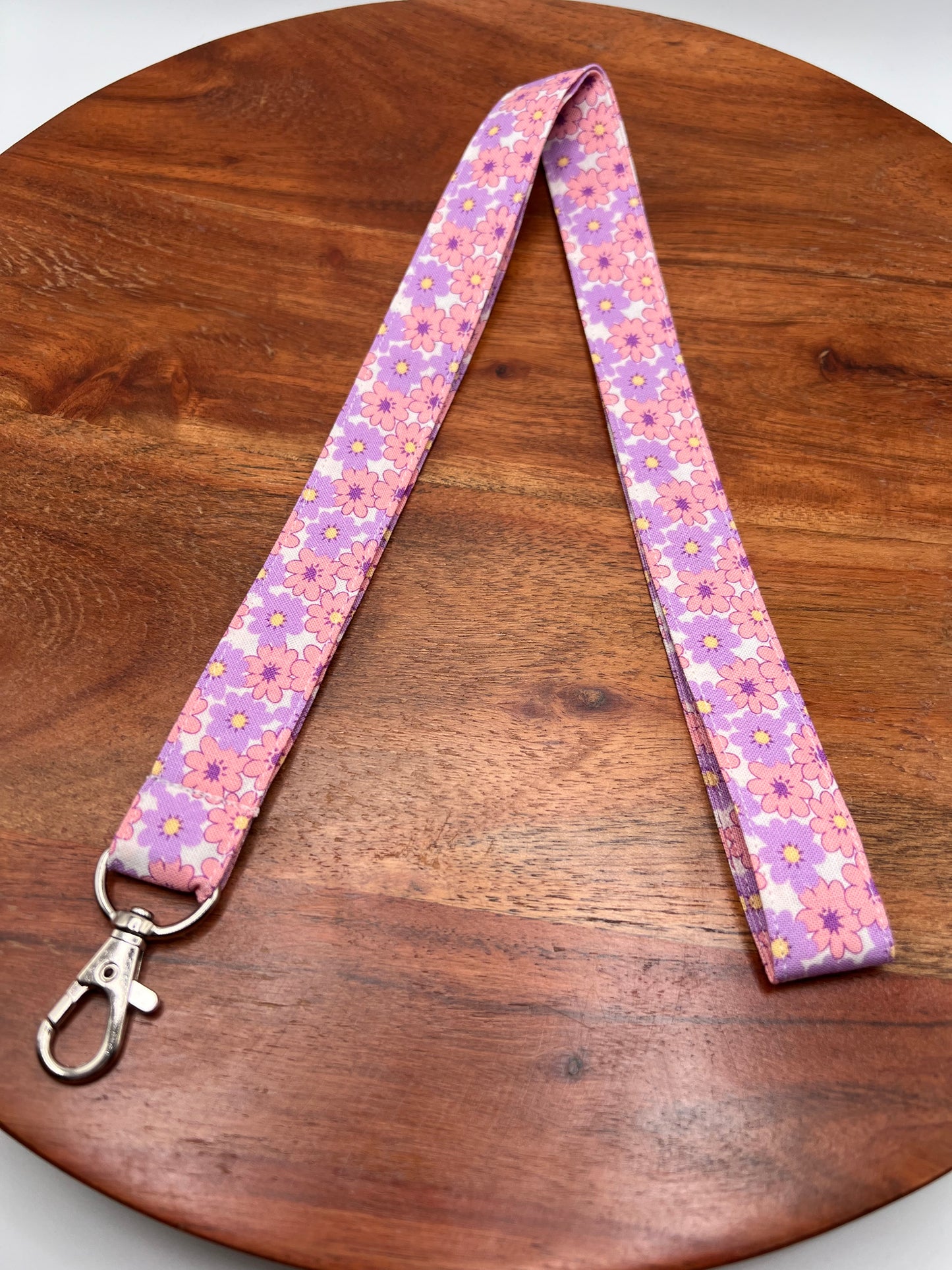 Pink and Purple Floral Lanyard