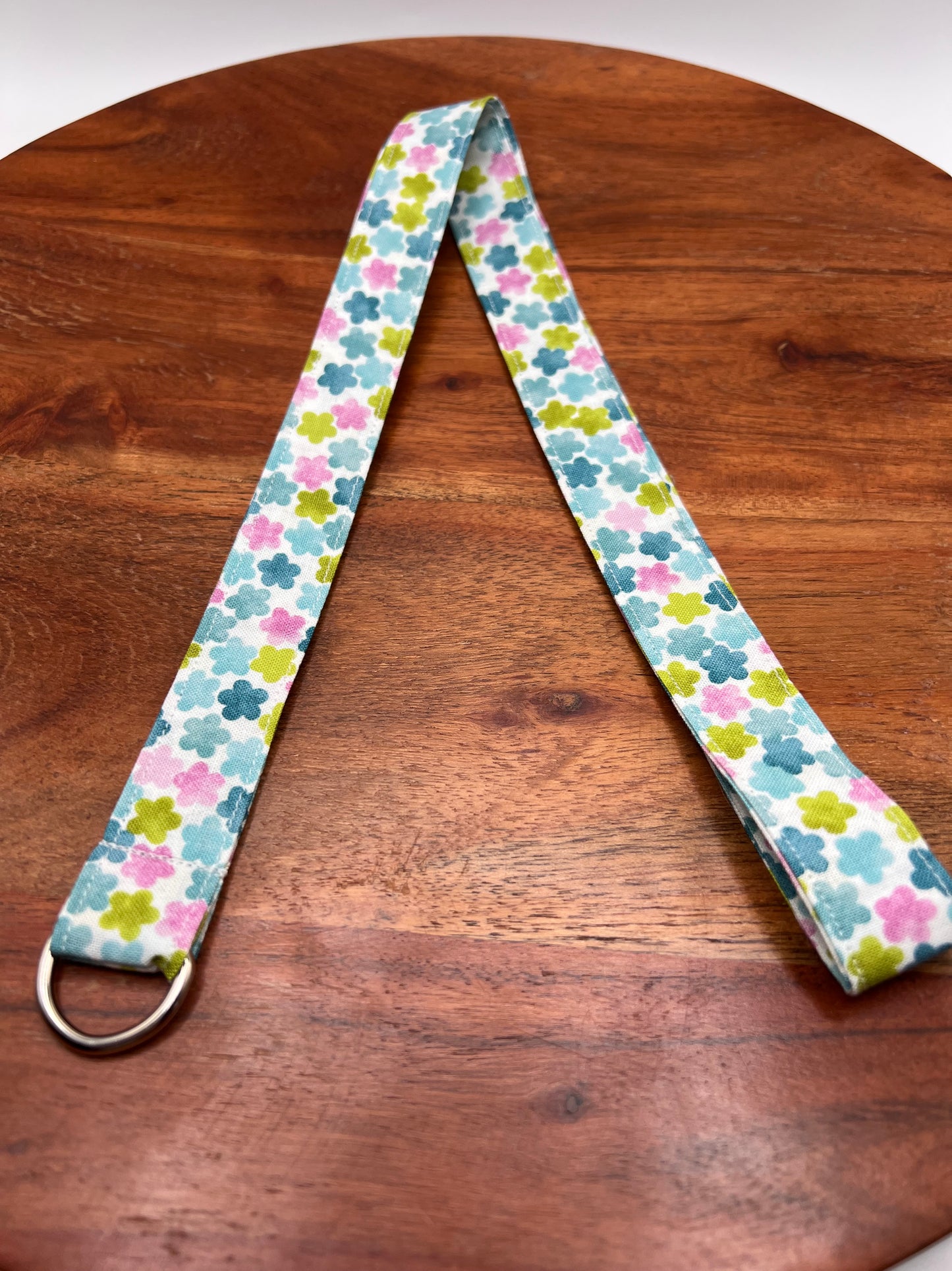 Teal, Green and Pink Floral Lanyard