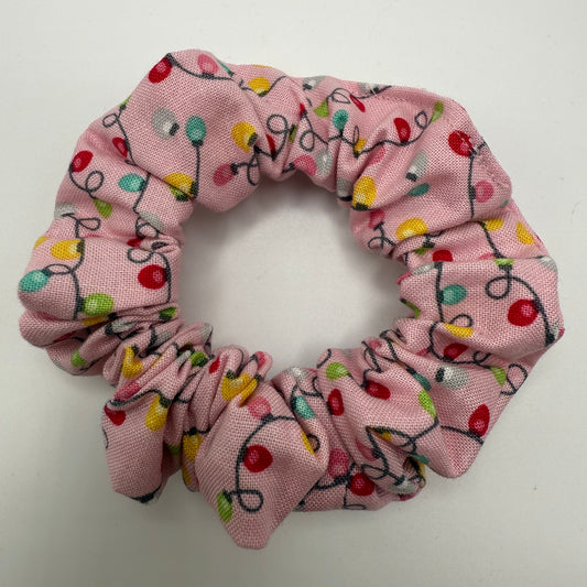 Pink Christmas Lights Scrunchie