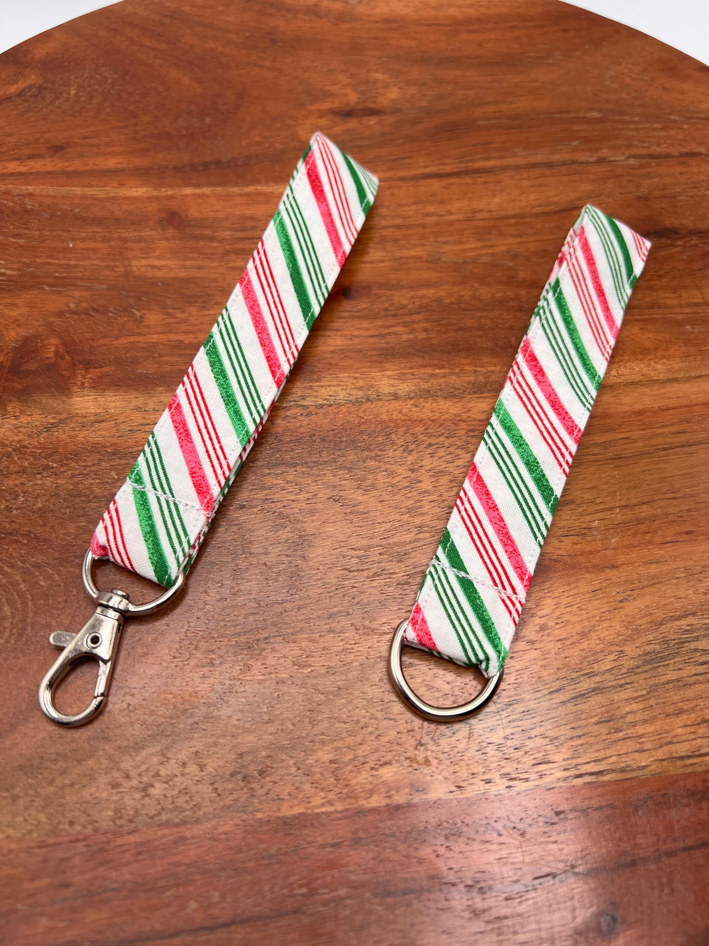 Diagonal Peppermint Stripe Lanyard