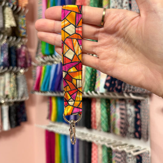 Pink and Orange Stained Glass Wristlet