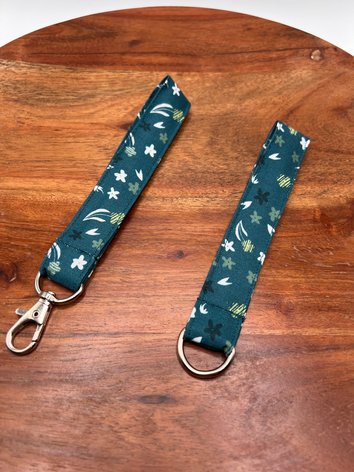 Dark Teal Floral Lanyard