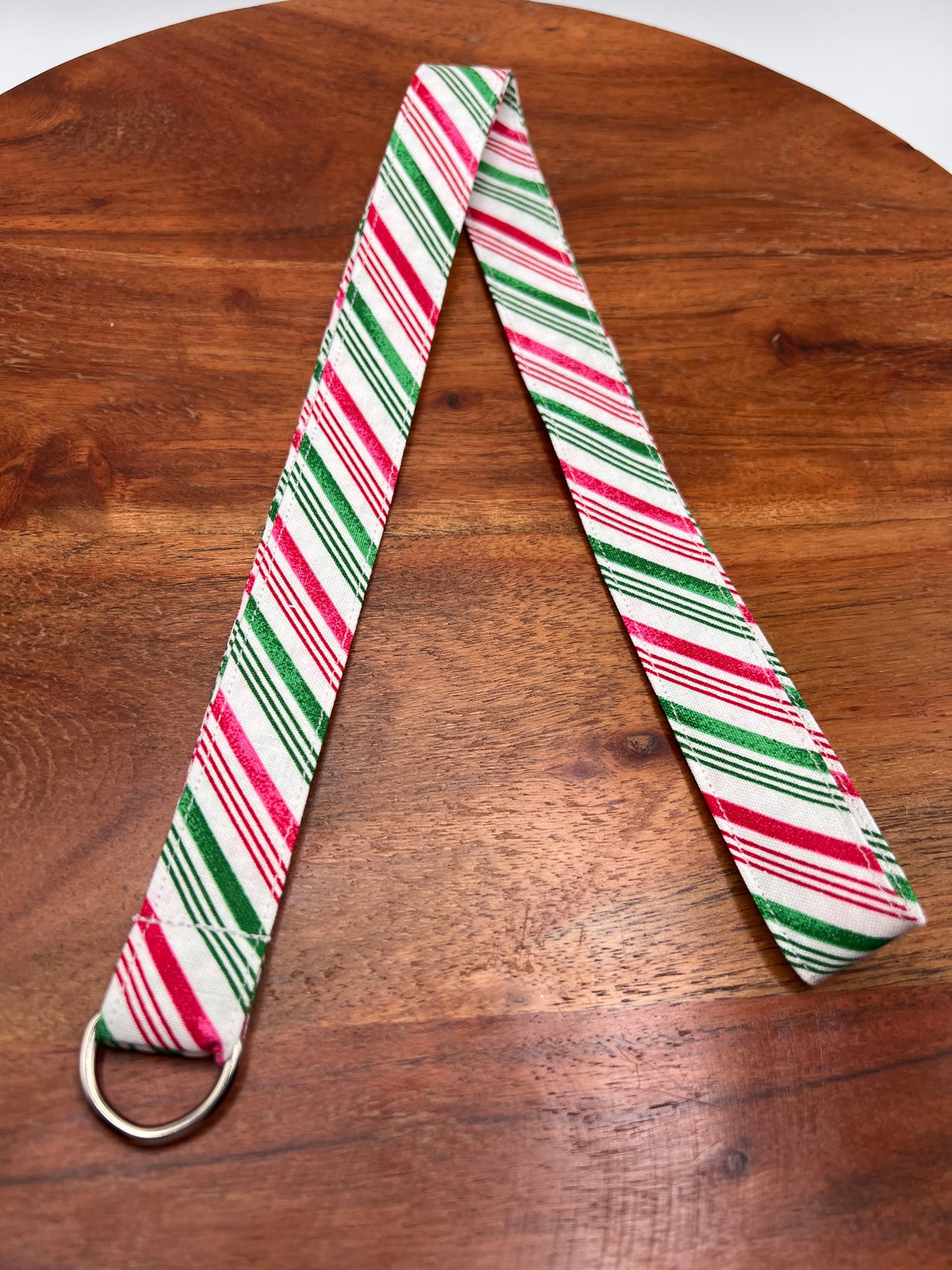 Diagonal Peppermint Stripe Lanyard