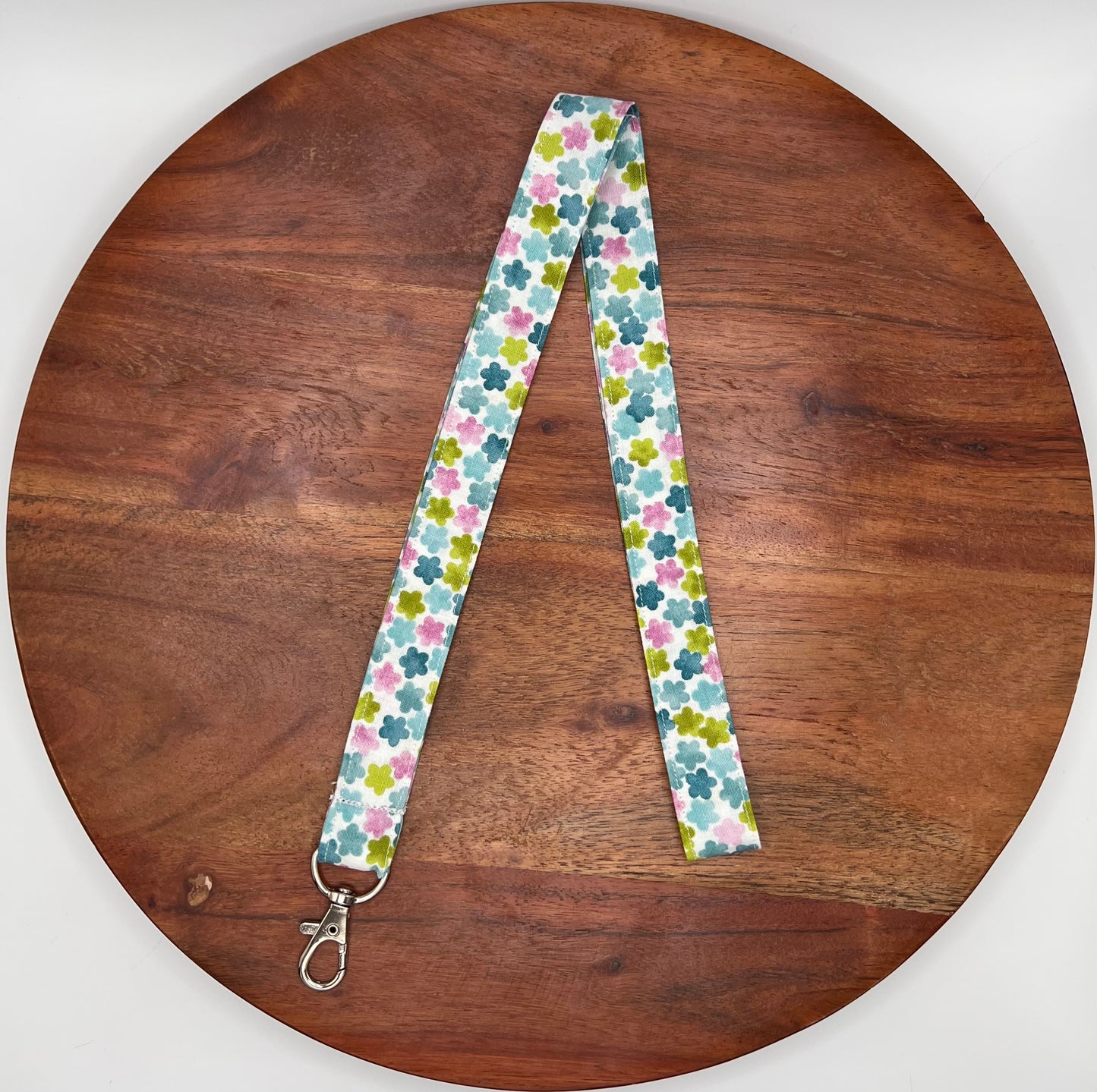 Teal, Green and Pink Floral Lanyard