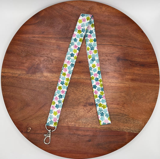 Teal, Green and Pink Floral Lanyard