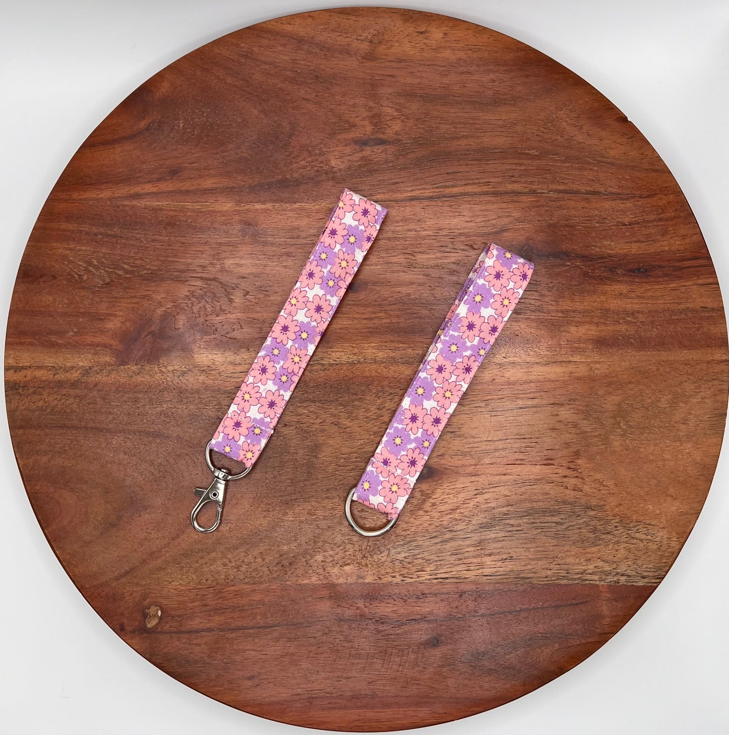 Pink and Purple Floral Lanyard