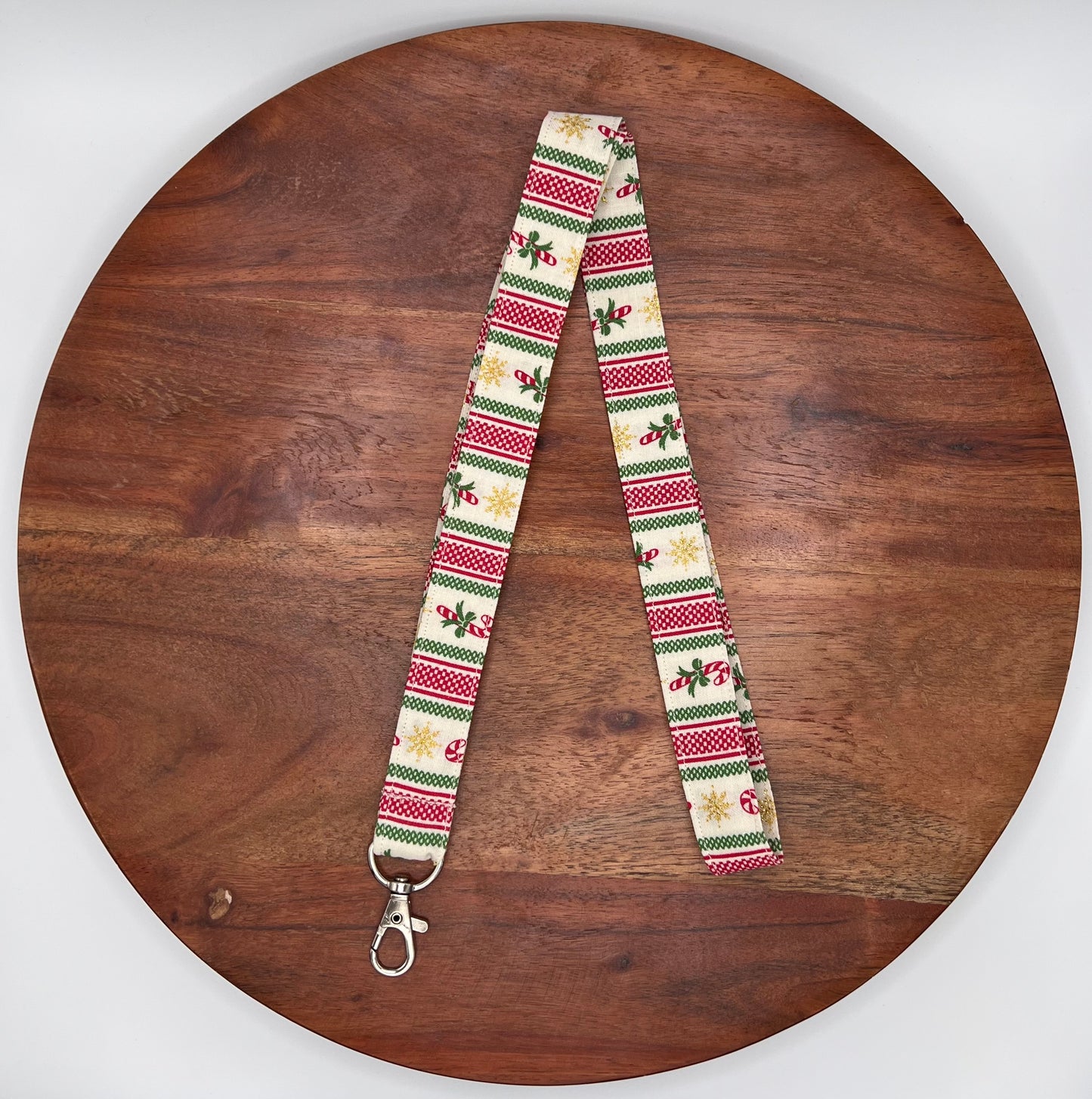 Vintage Christmas Stripe Lanyard