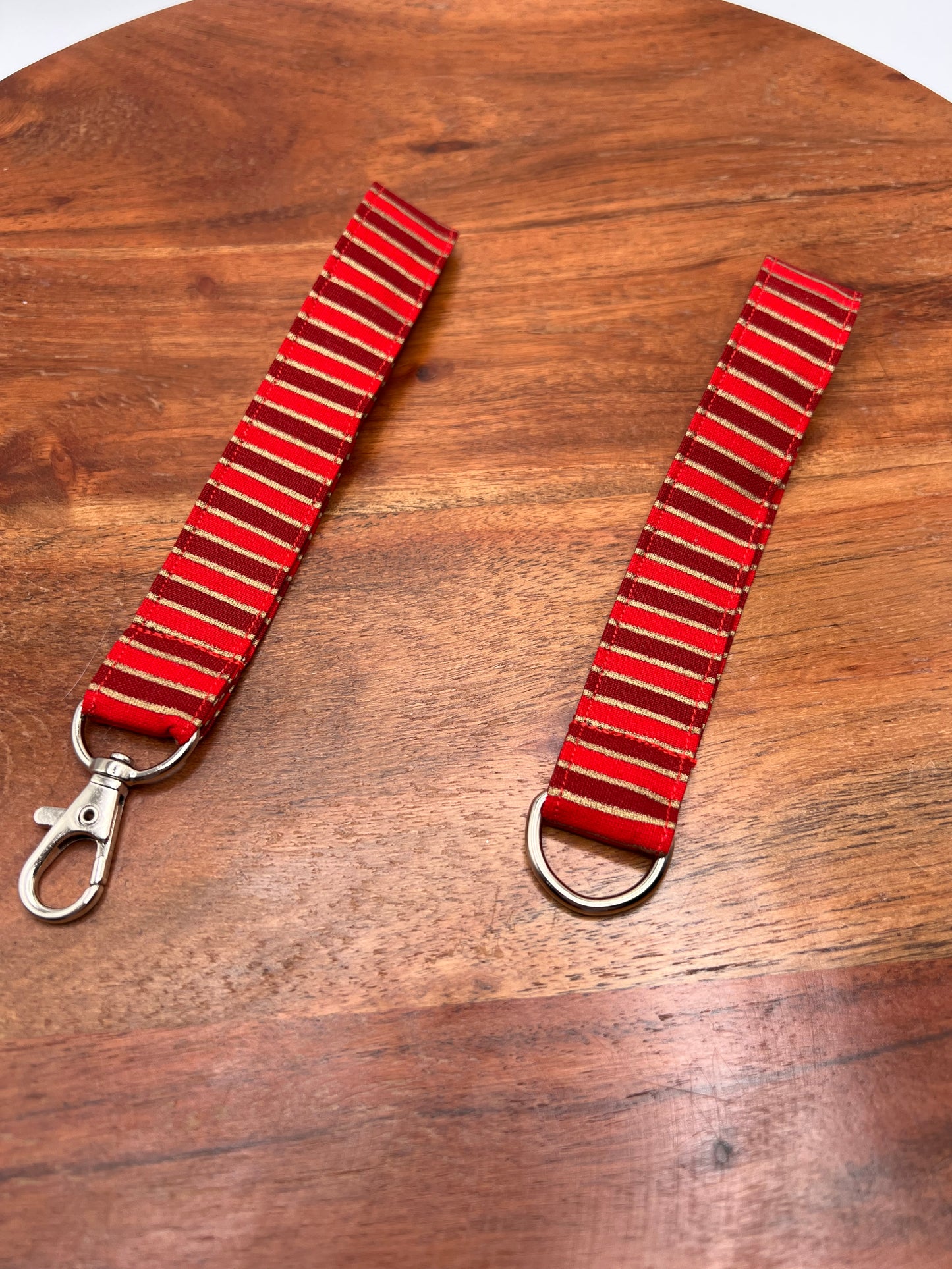 Red and Gold Christmas Stripe Lanyard