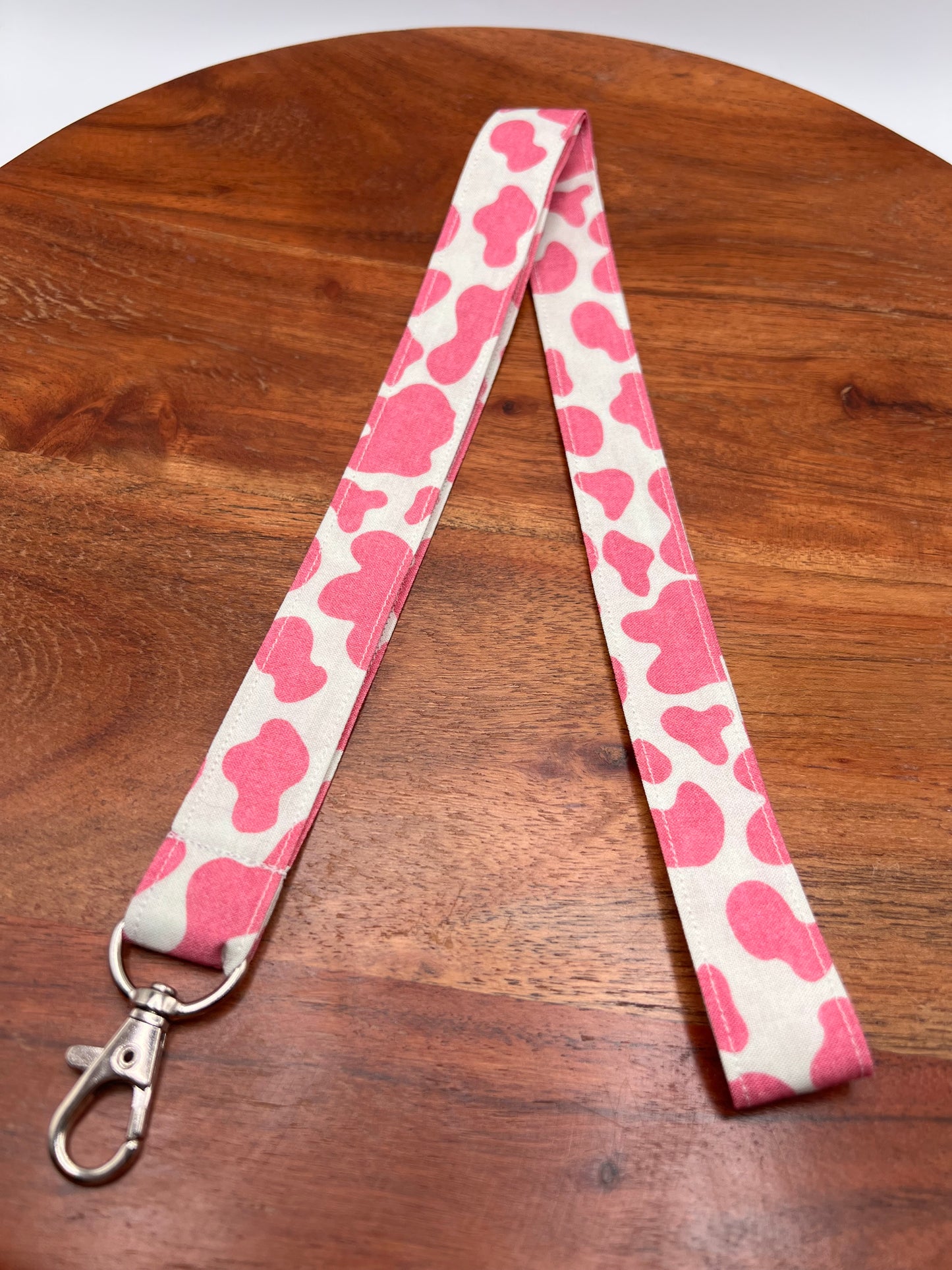 Pink Cow Print Lanyard