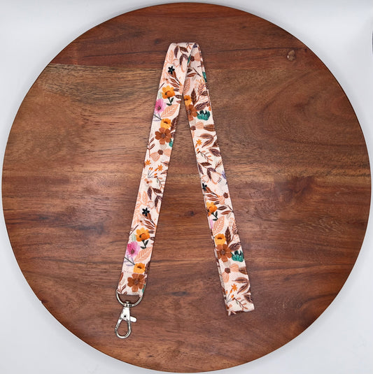 Peach Fall Floral Lanyard