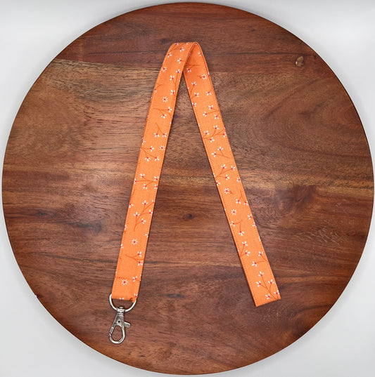 Orange Floral Lanyard