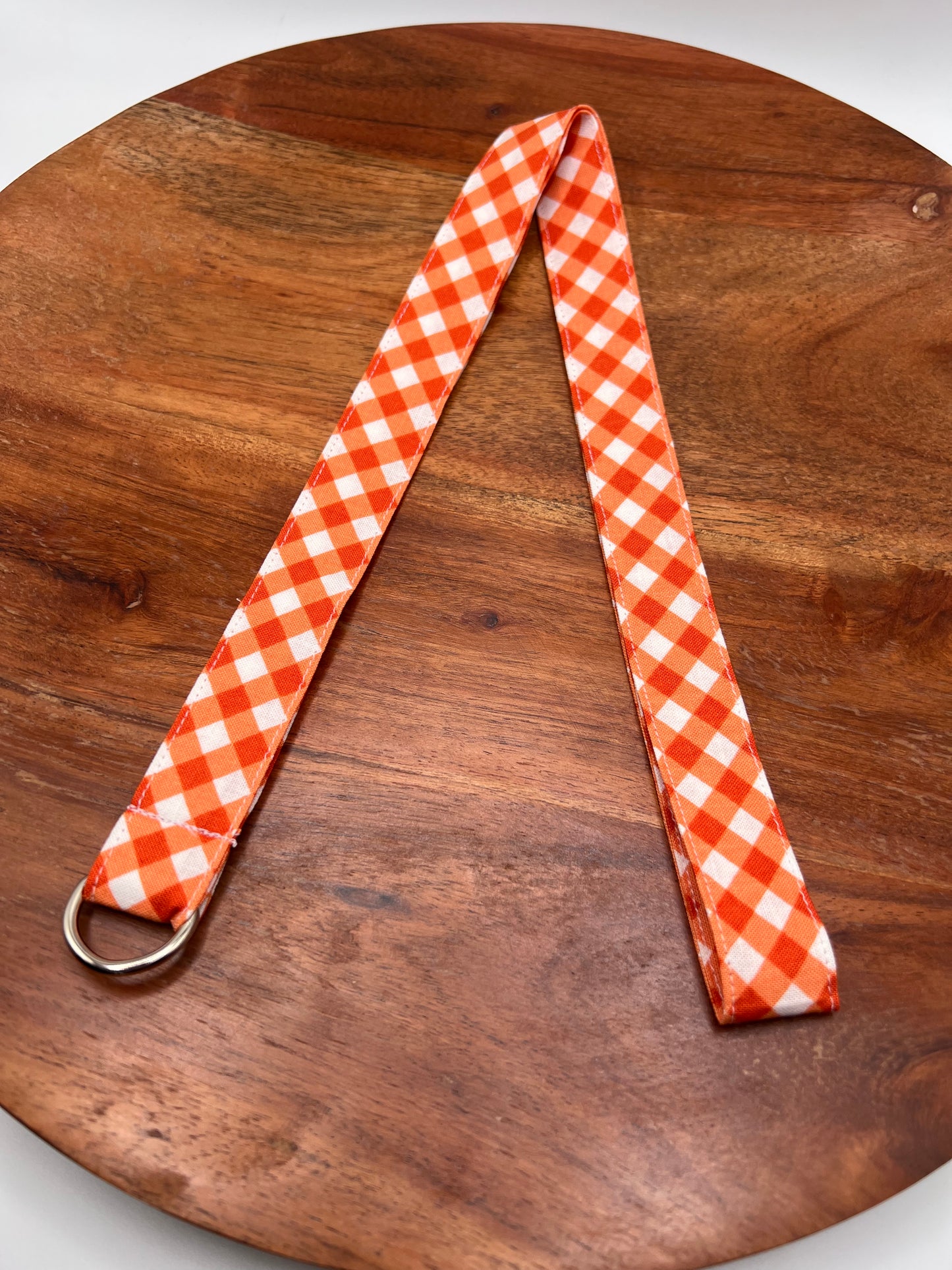 Orange and White Plaid Lanyard