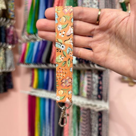 Orange Pastel Floral Wristlet