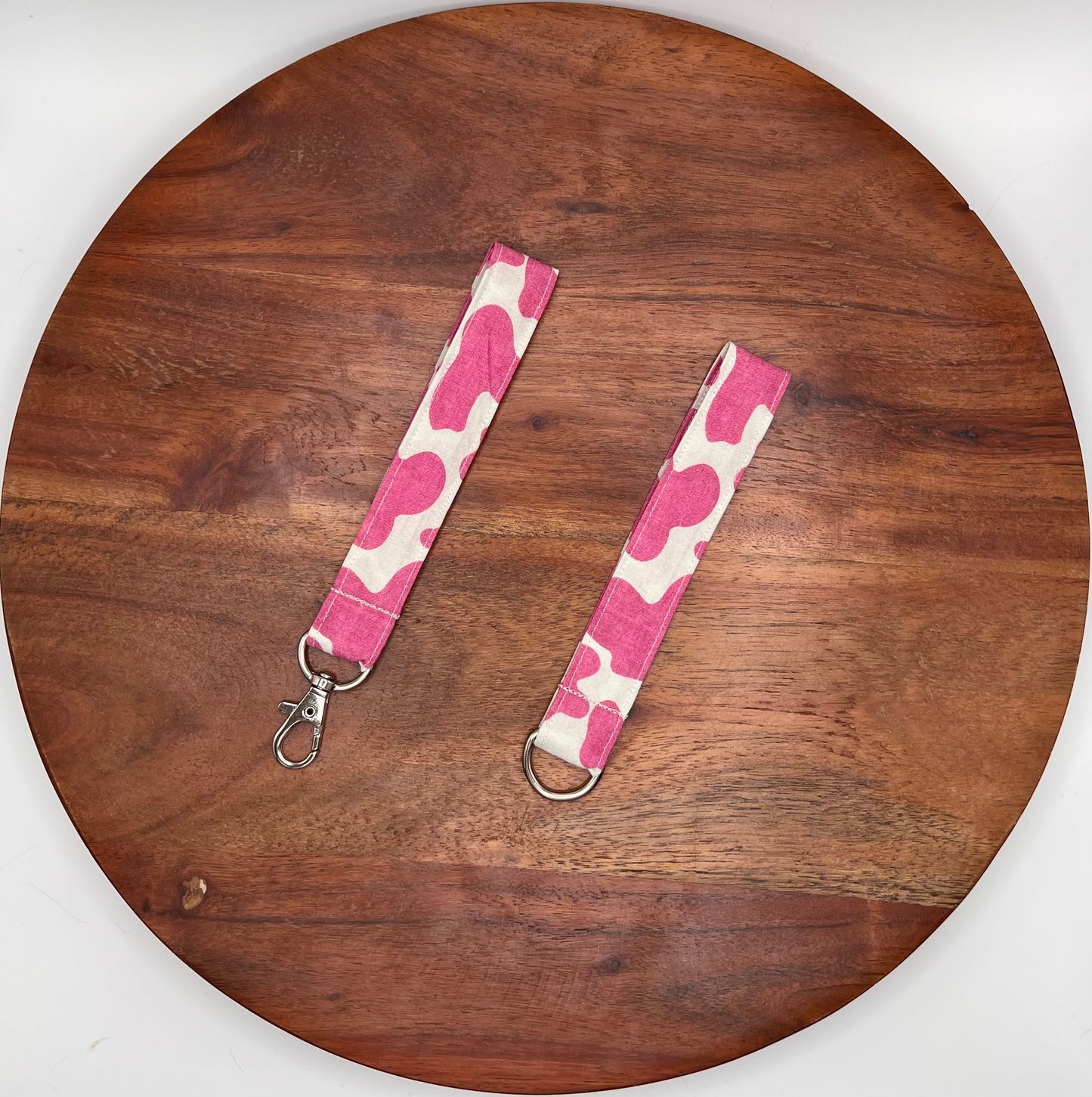 Pink Cow Print Lanyard