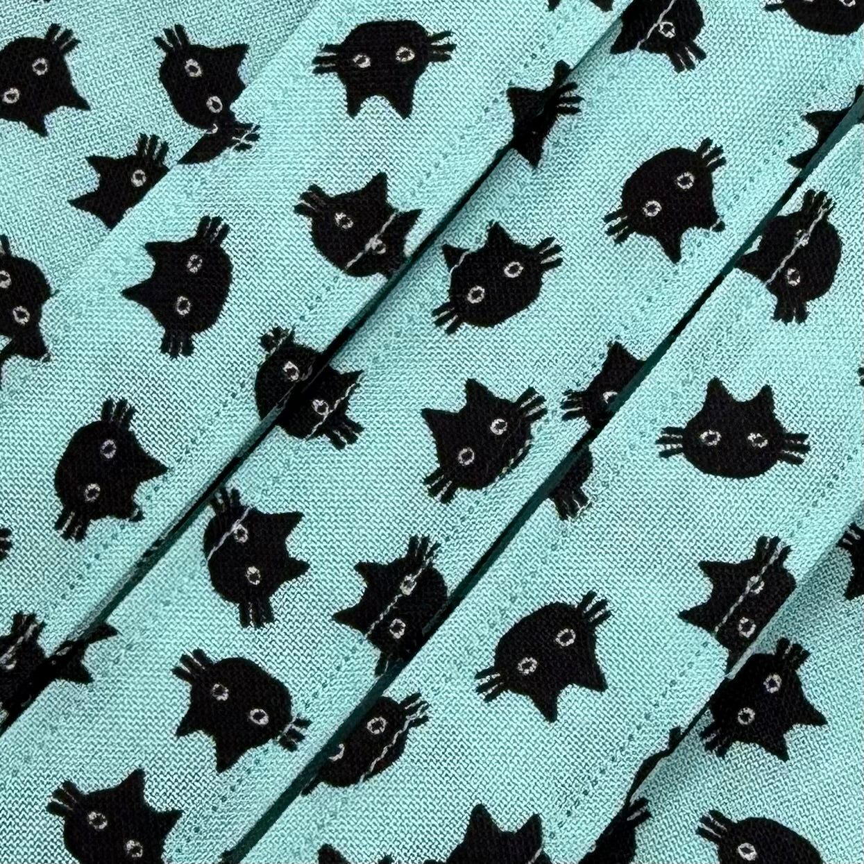 Teal Black Cats Wristlet/Lanyard