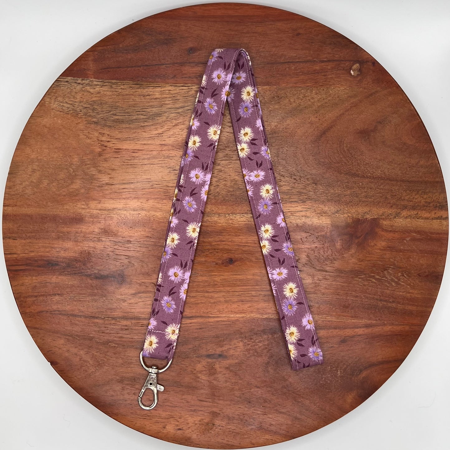 Purple and Yellow Floral Lanyard