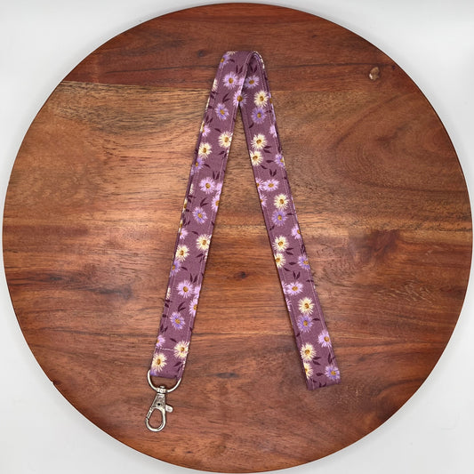Purple and Yellow Floral Lanyard
