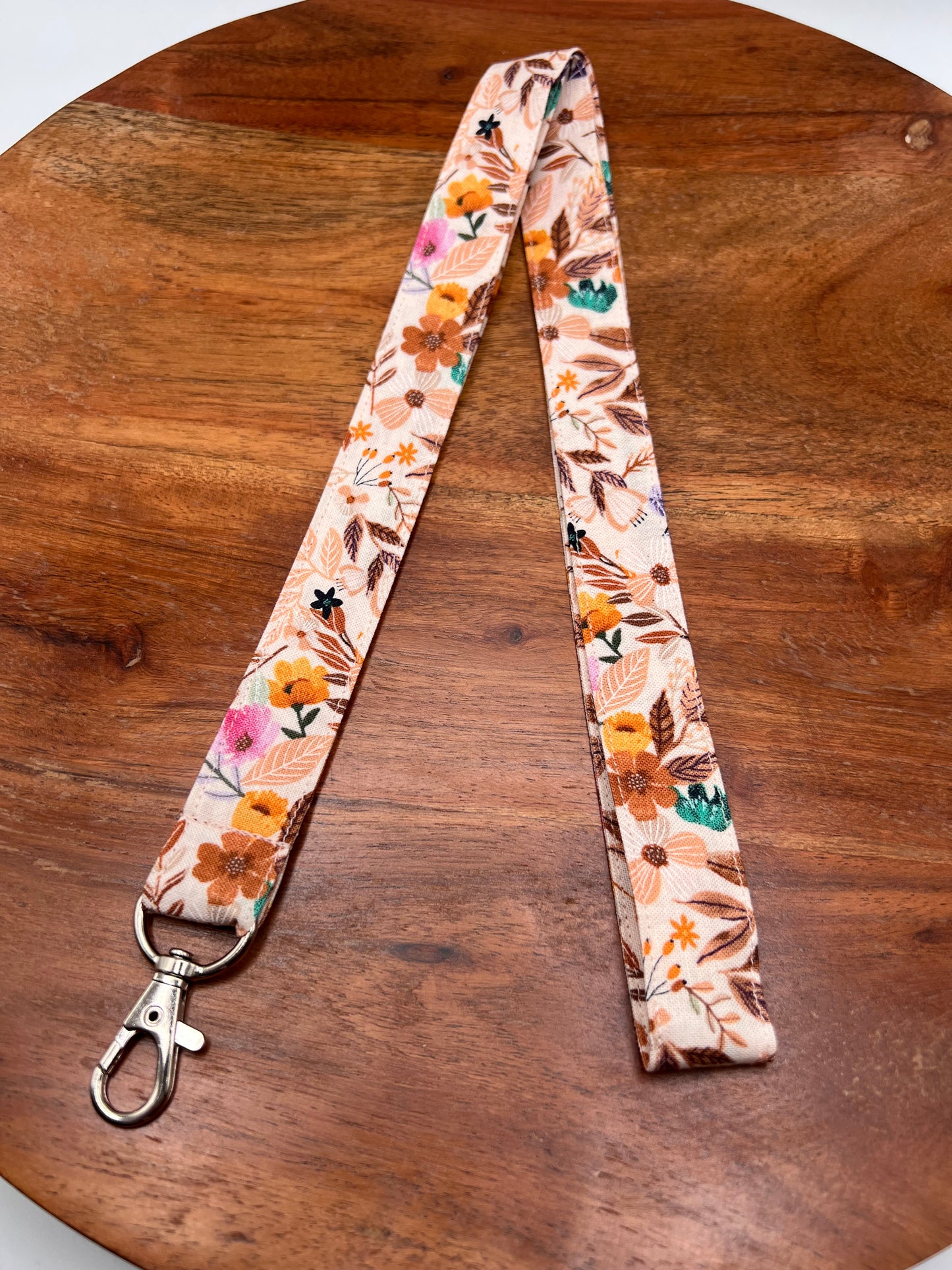 Peach Fall Floral Lanyard