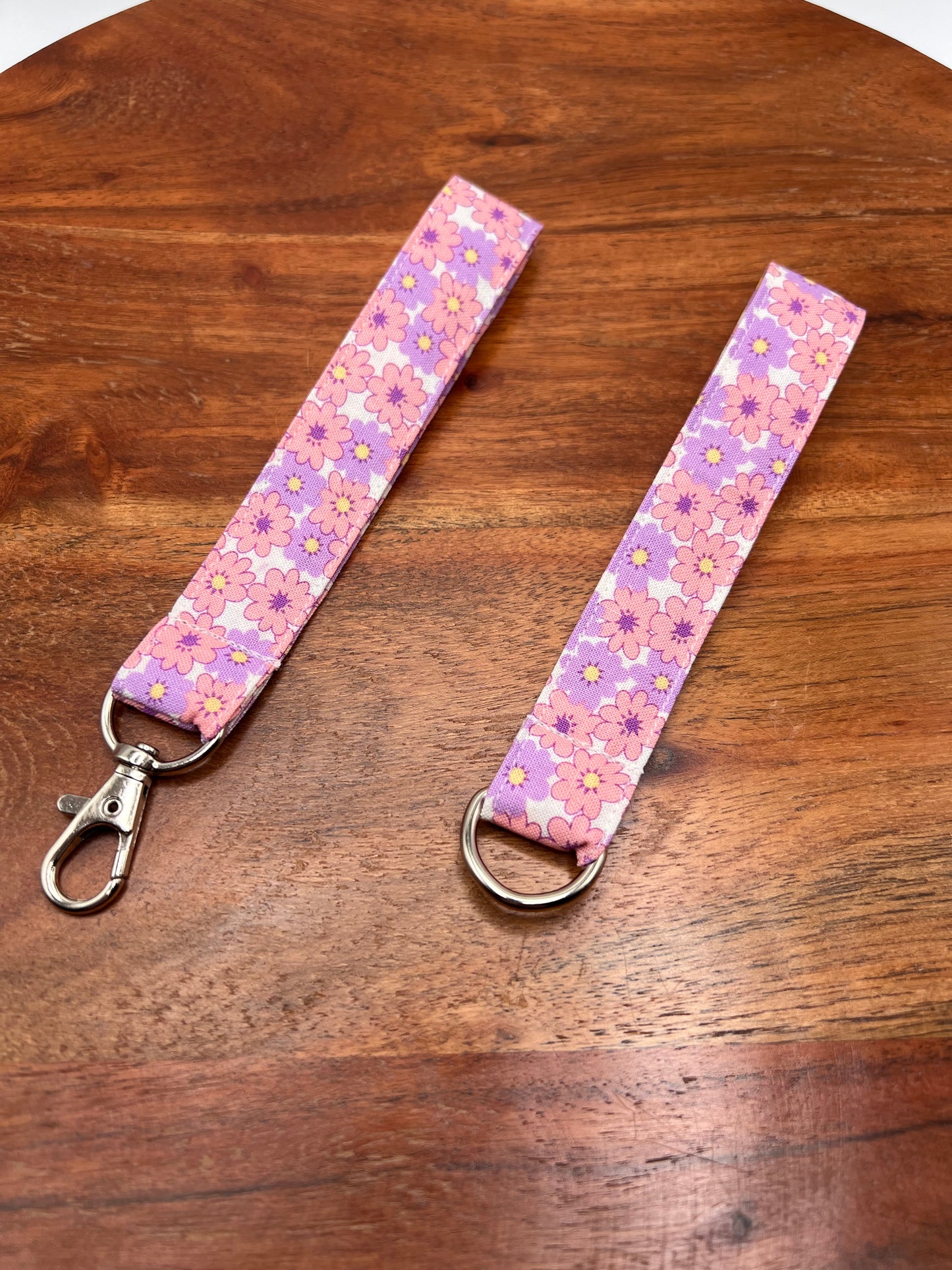 Pink and Purple Floral Lanyard