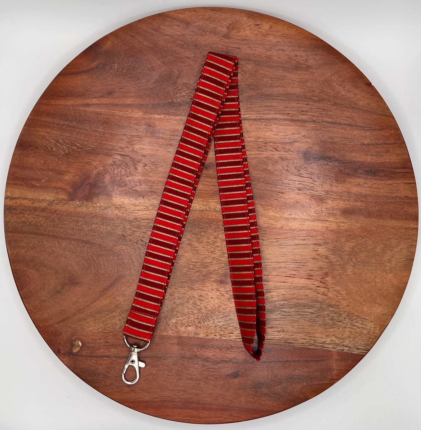 Red and Gold Christmas Stripe Lanyard