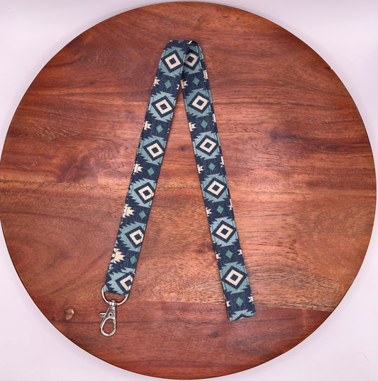 Blue Aztec Lanyard