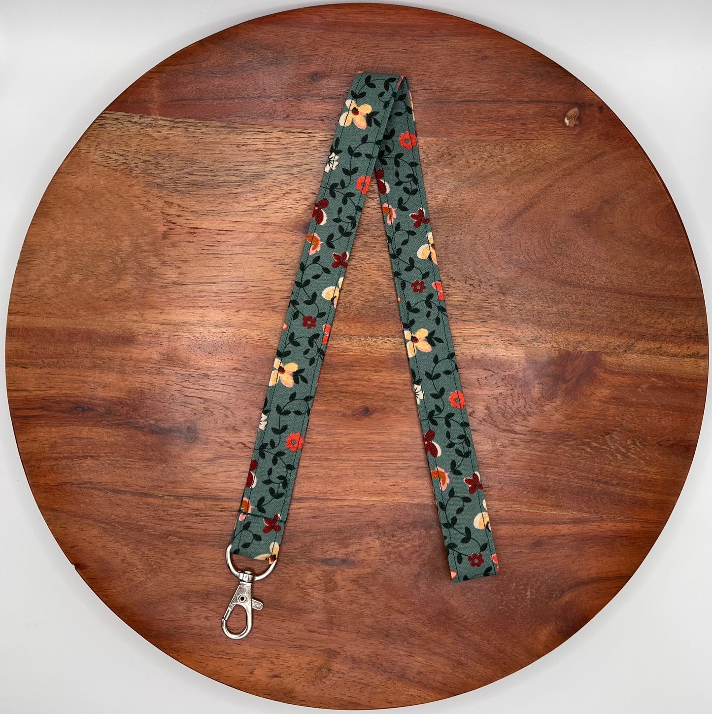Teal and Orange Floral Lanyard