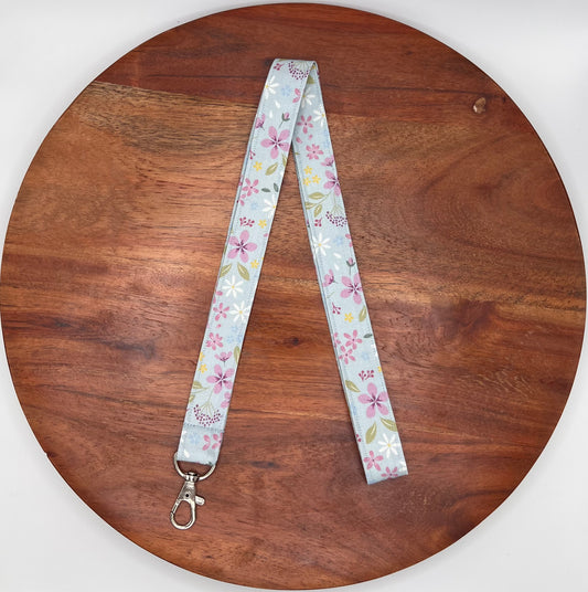 Light Blue and Purple Floral Lanyard