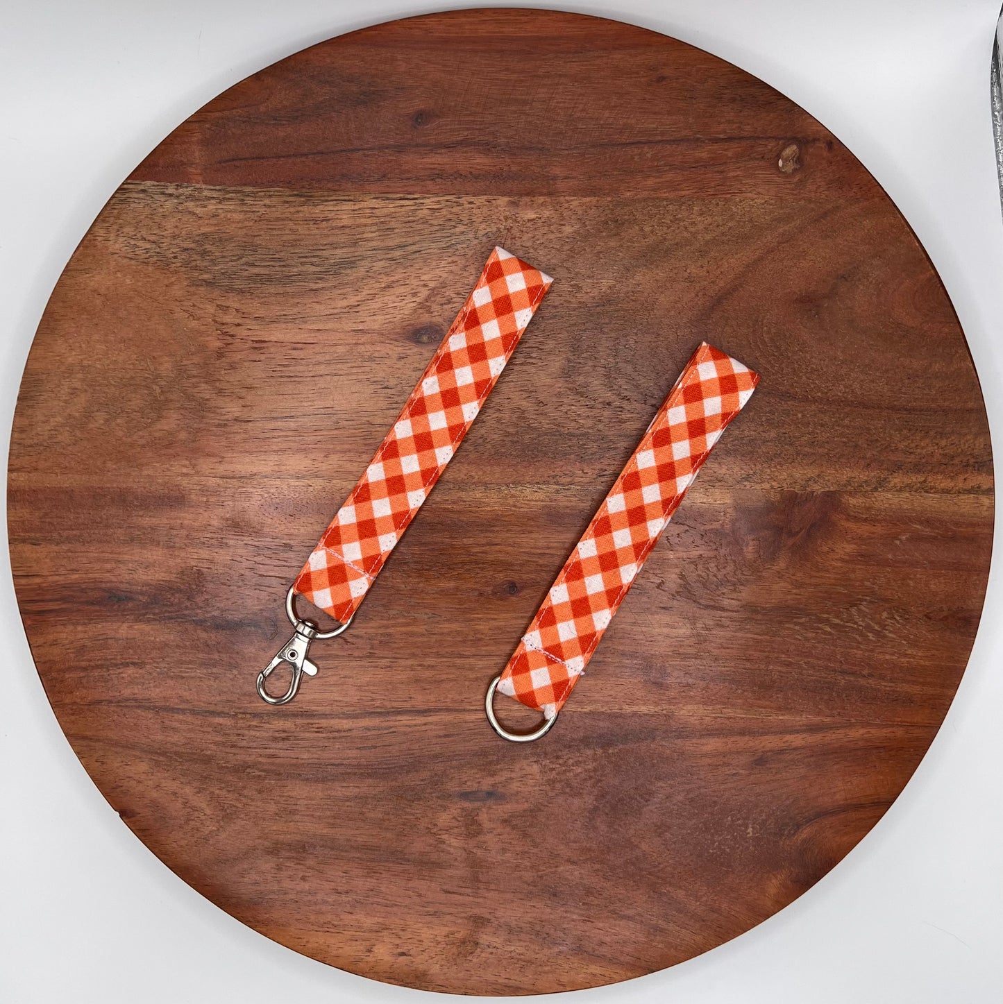 Orange and White Plaid Lanyard