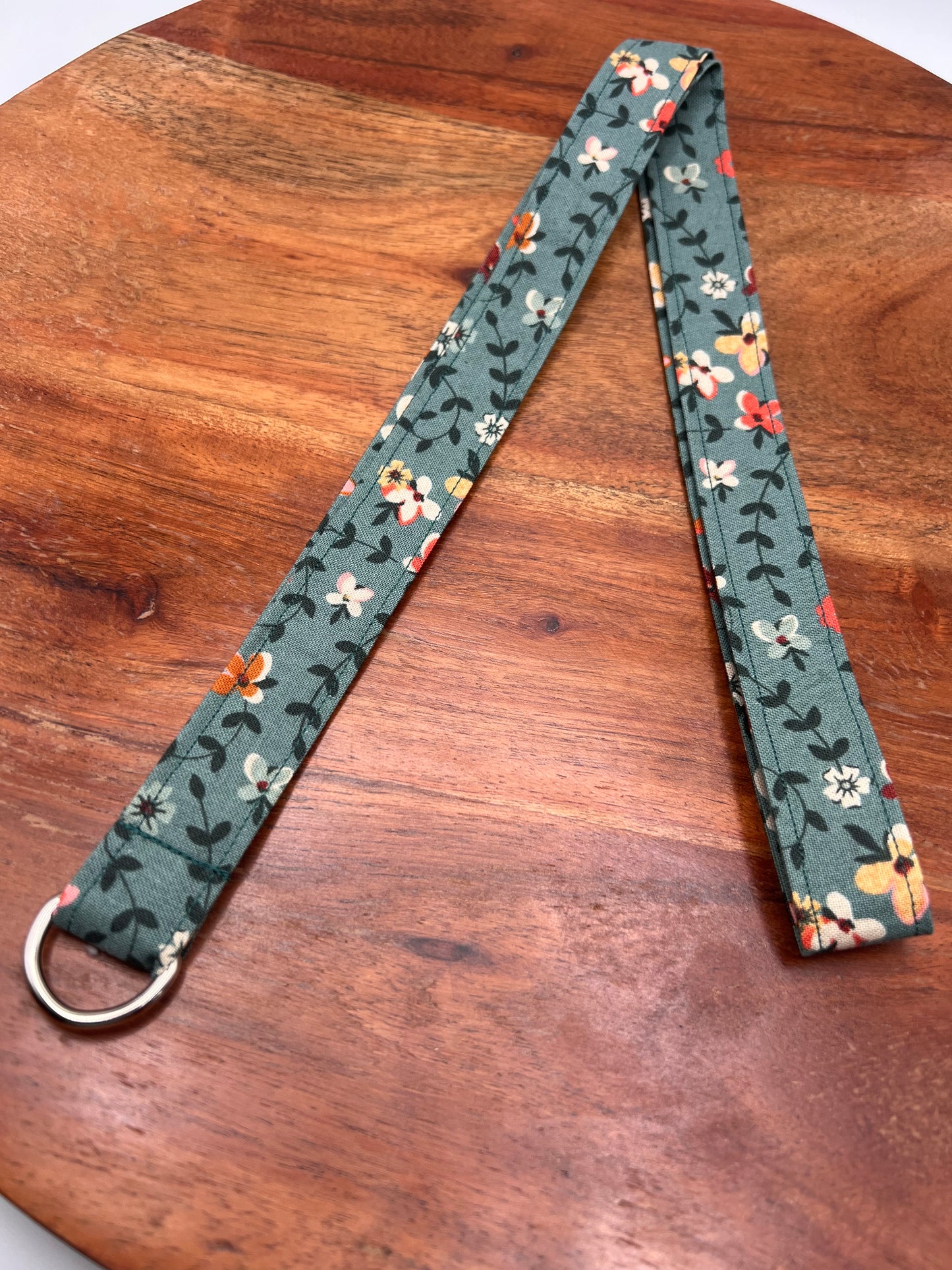 Teal and Orange Floral Lanyard