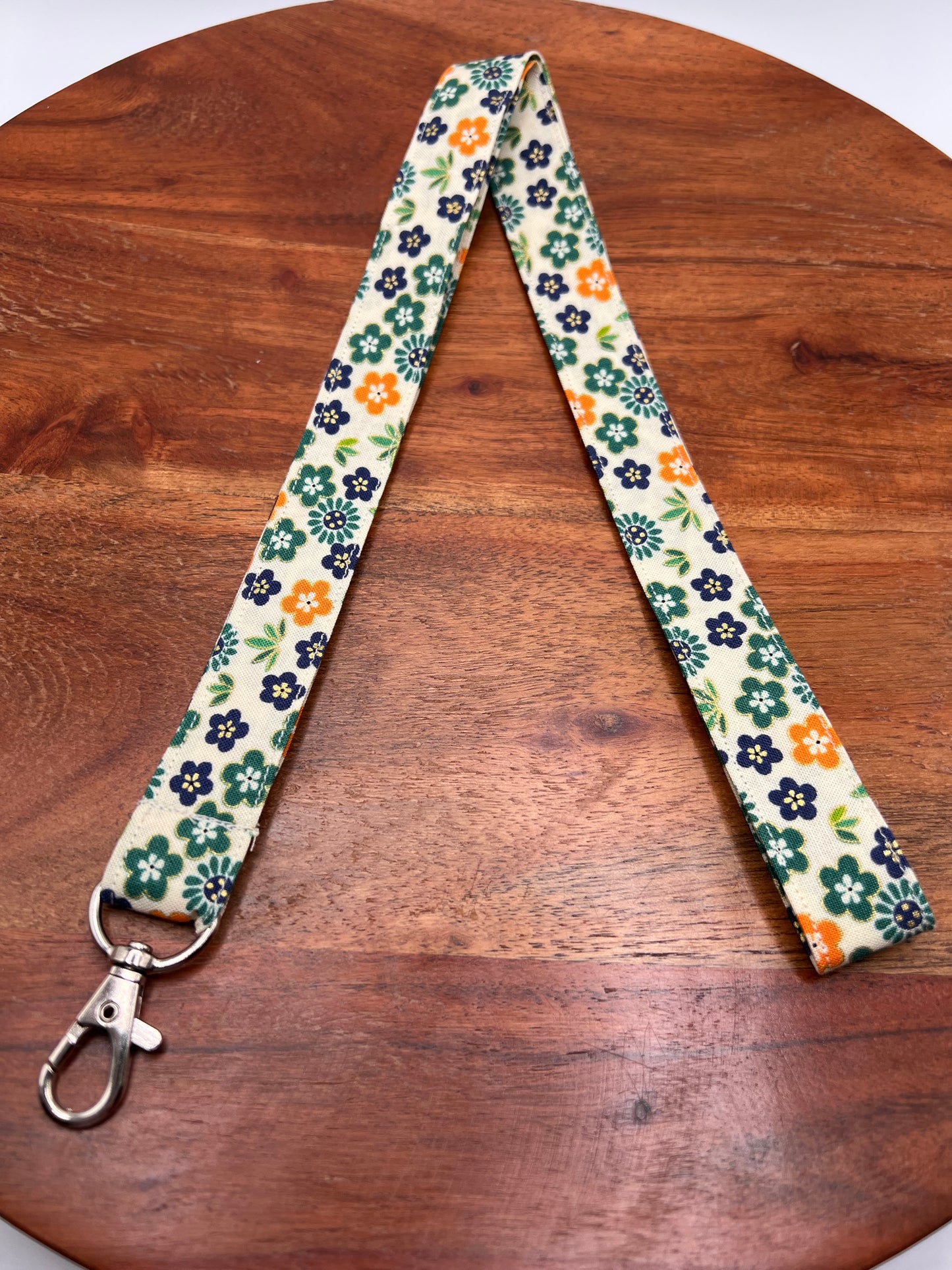 Blue, Orange, and Green Floral Lanyards