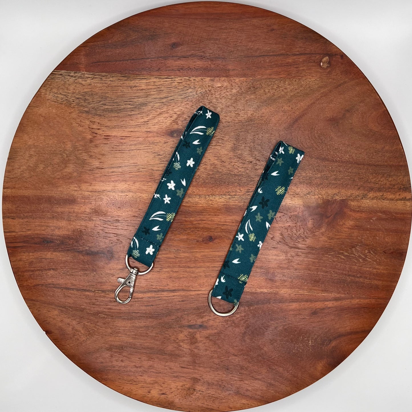 Dark Teal Floral Lanyard