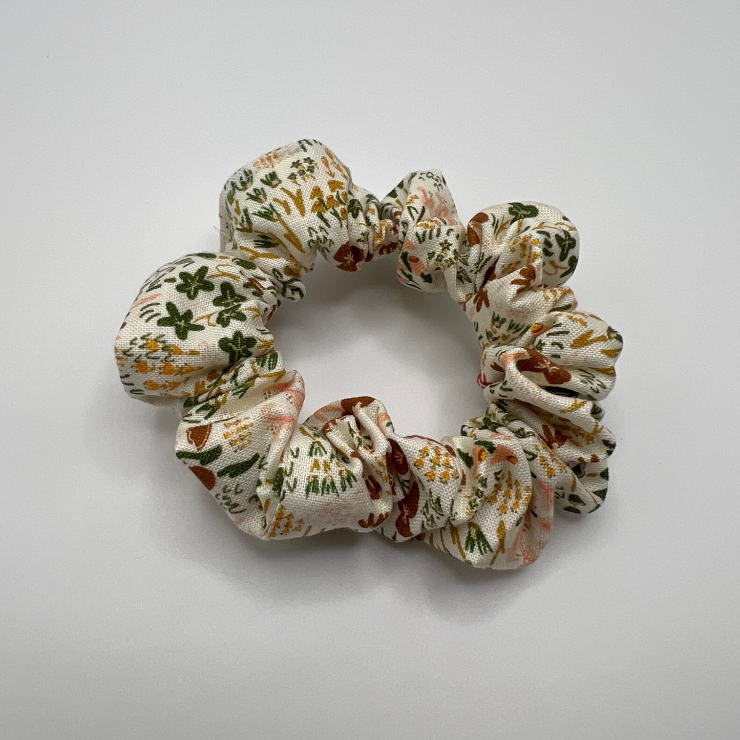 Brown and Green Fall Floral Scrunchie