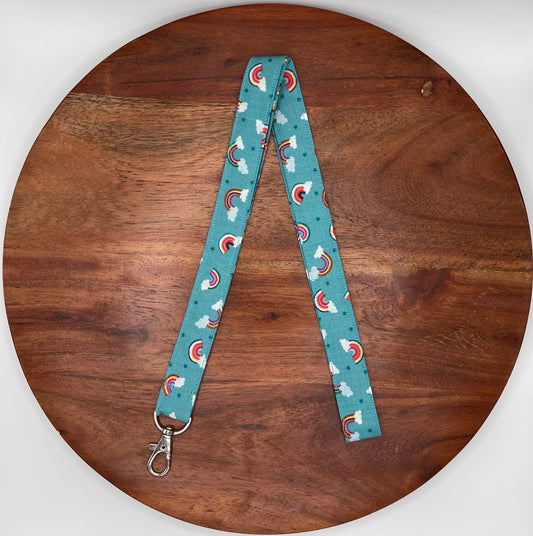 Teal Rainbow Lanyard