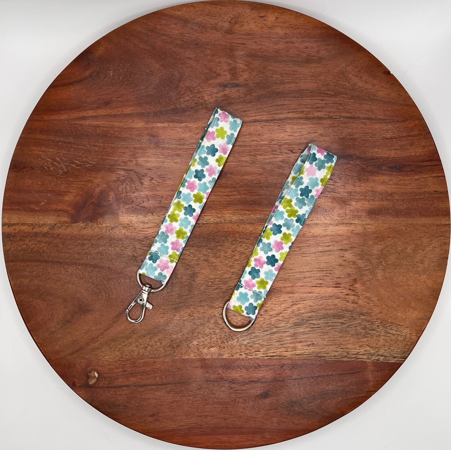 Teal, Green and Pink Floral Lanyard
