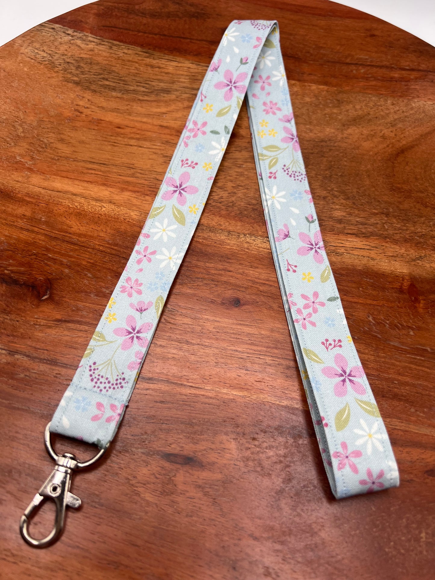 Light Blue and Purple Floral Lanyard
