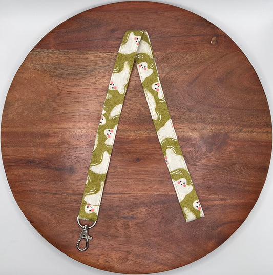 Green Happy Ghost Lanyard