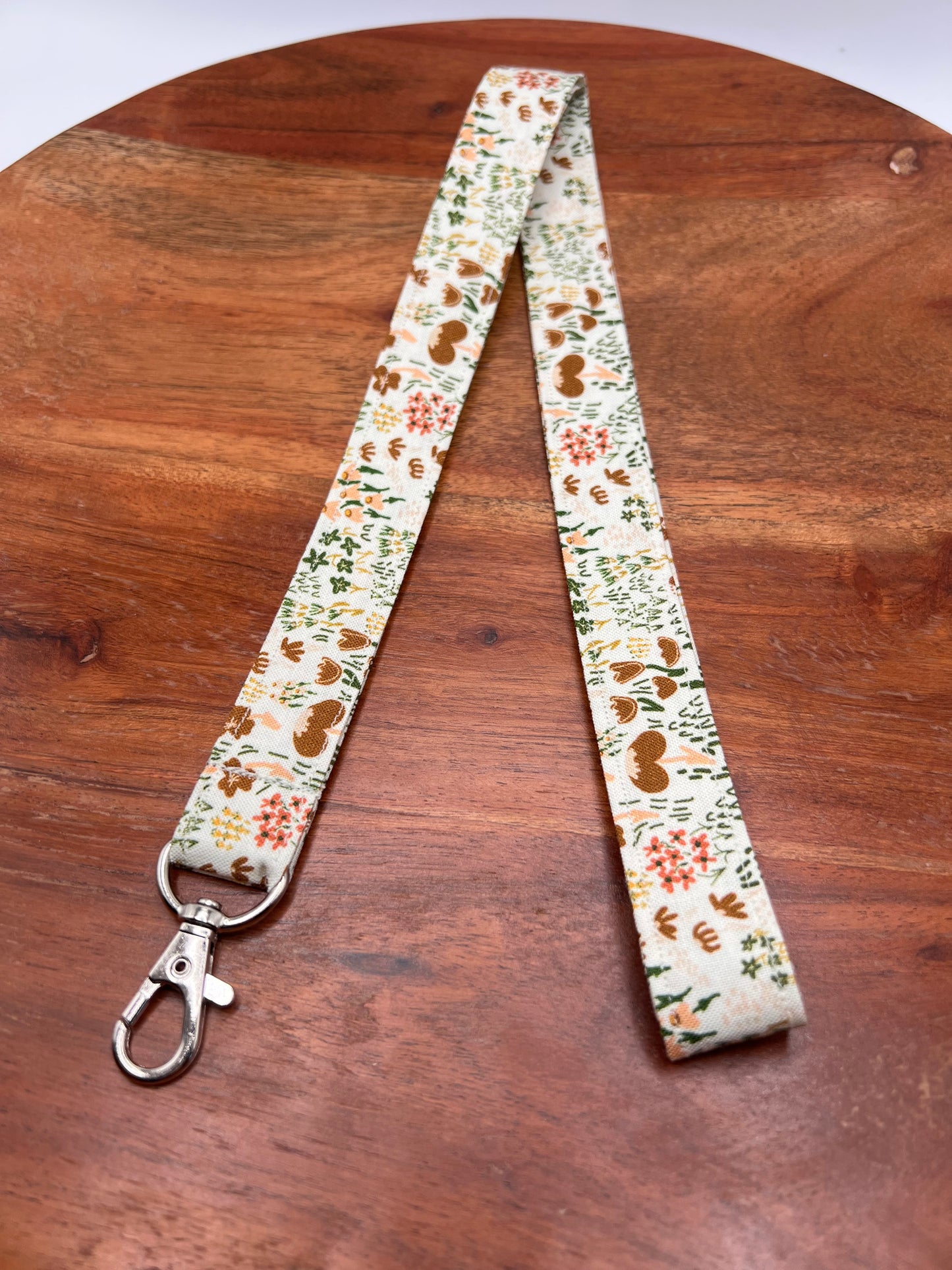 Brown and Green Fall Floral Lanyard