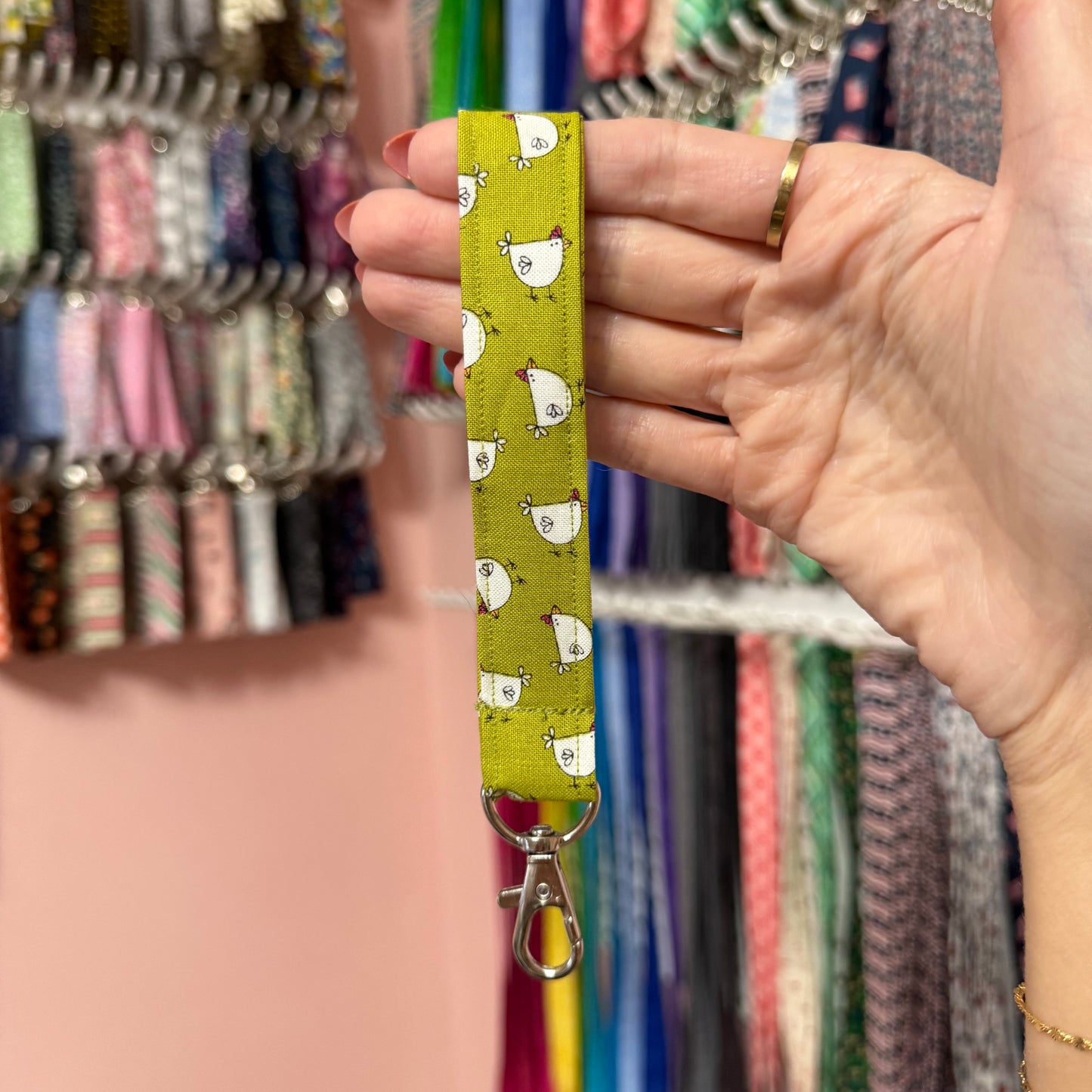 Green Chickens Wristlet