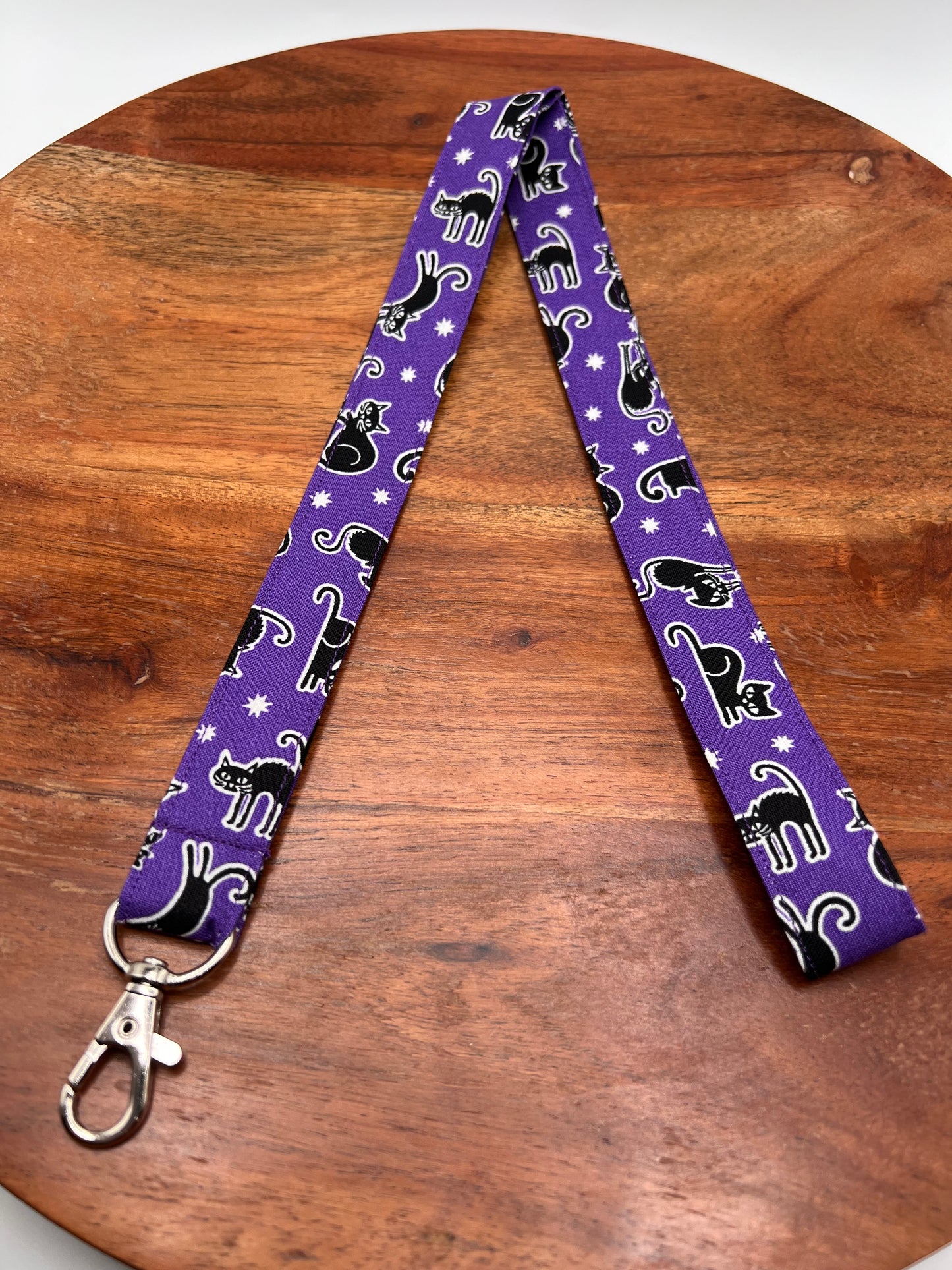 Purple Black Cat Lanyard