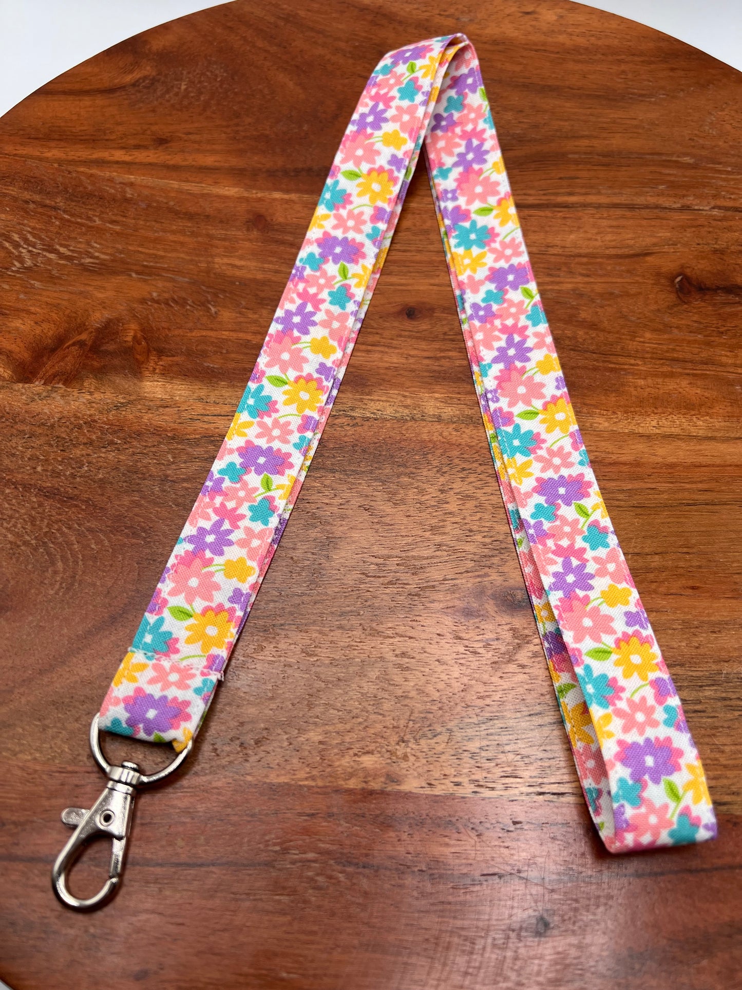 Rainbow Floral Lanyard