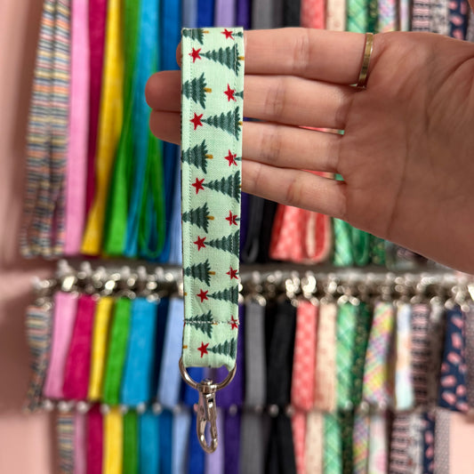 Mint Christmas Tree Wristlet